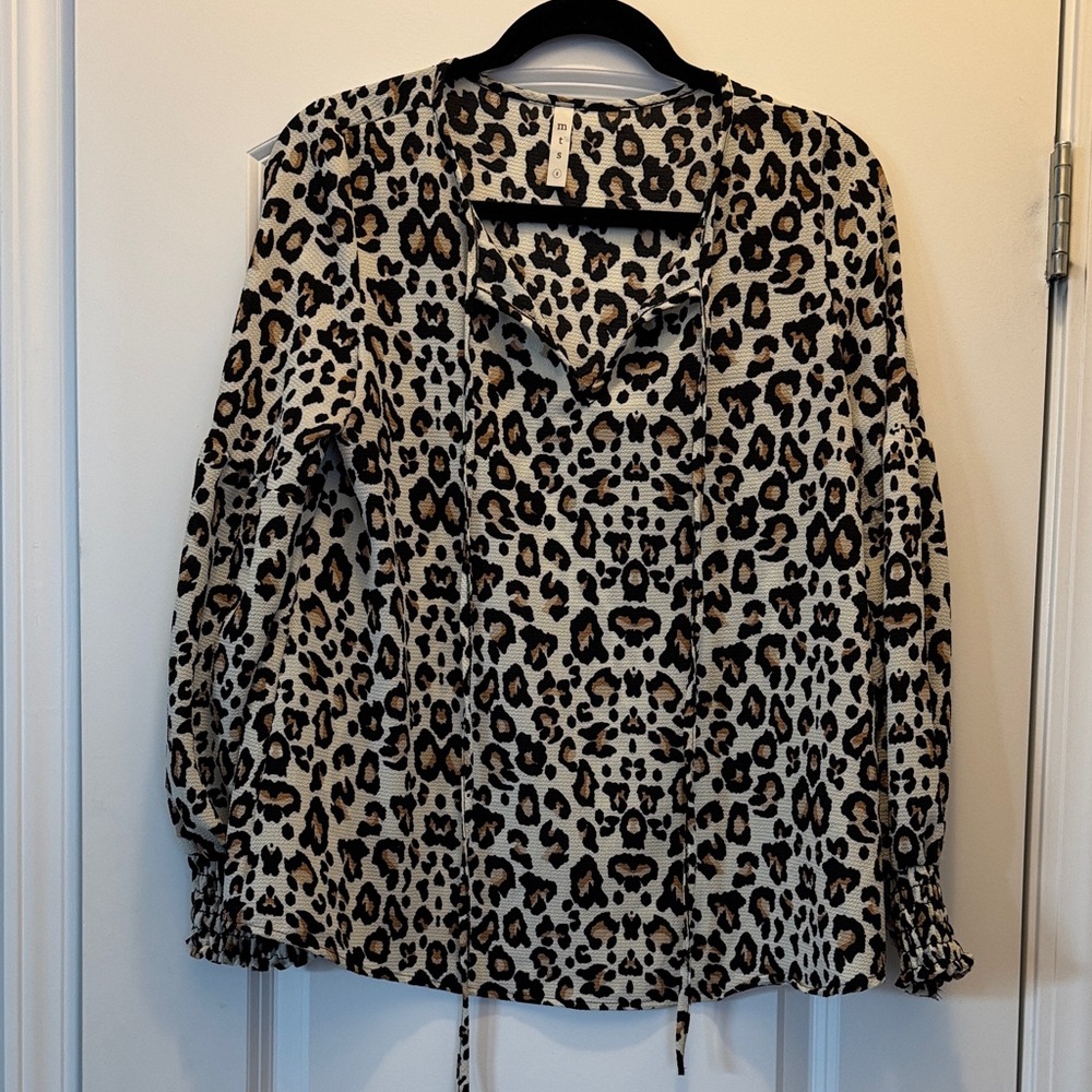 MTS Animal Print Blouse - Black and Brown